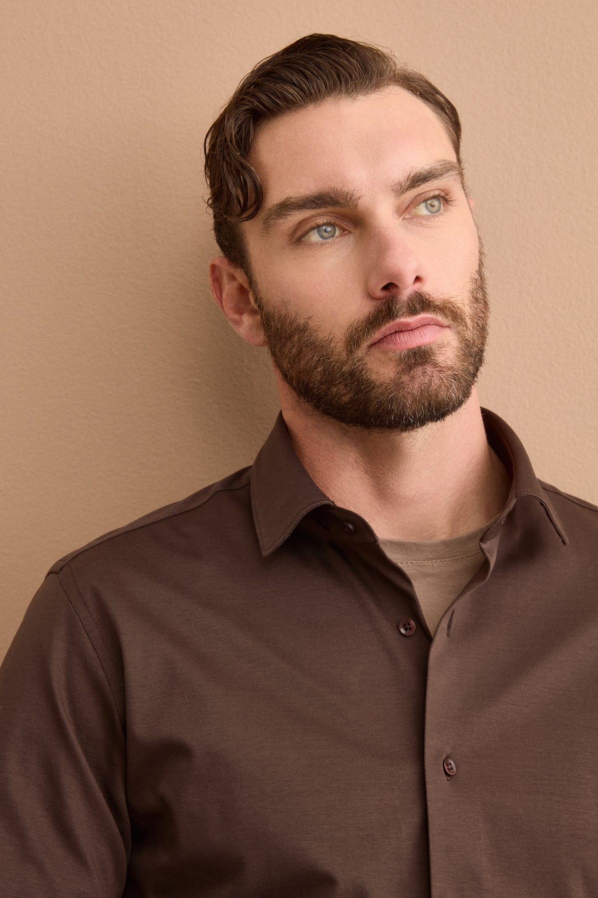 Custom Fit Interlock Shirt in Pure Cotton - brown