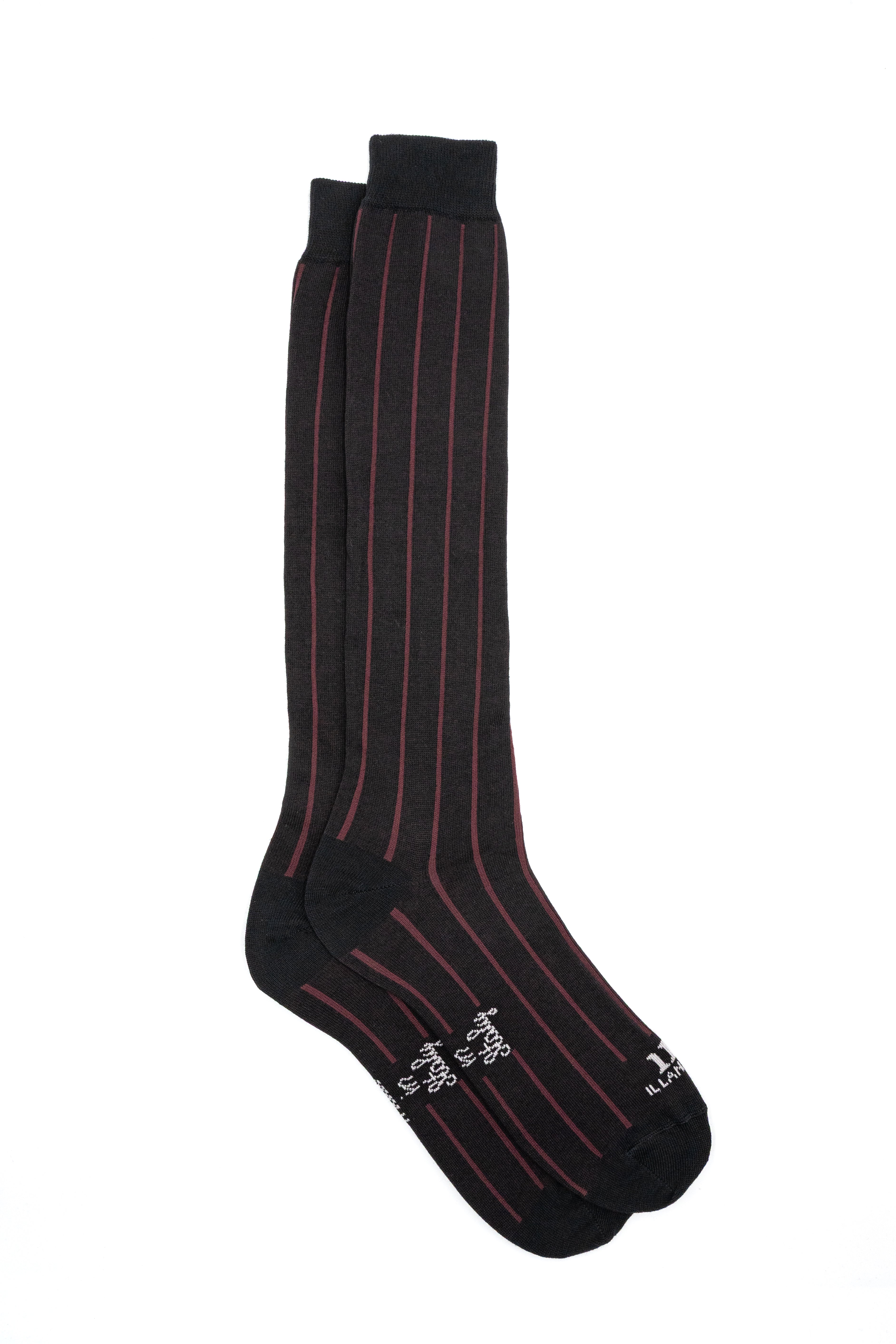 Long Striped Cotton Socks - Black/Red