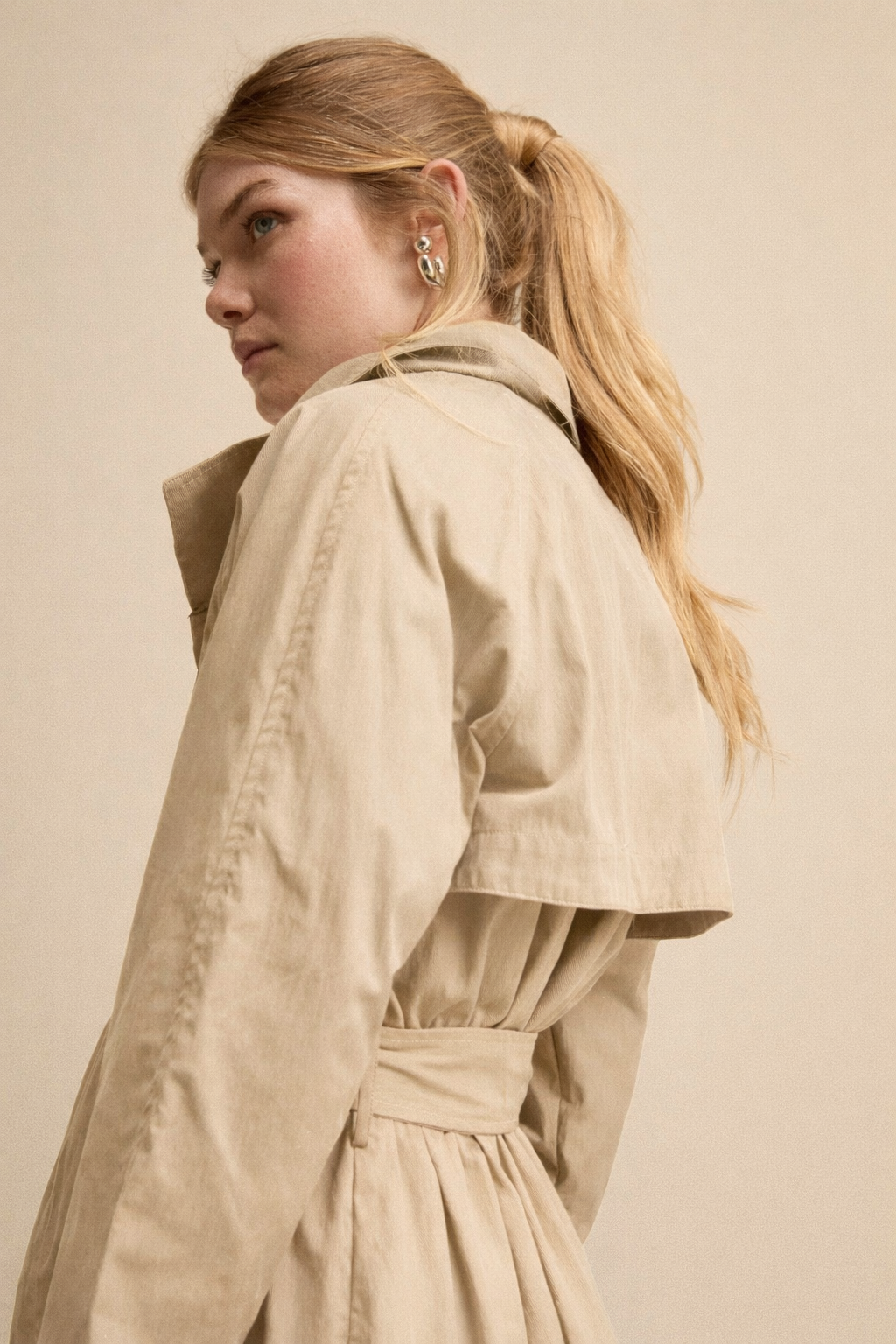 Trench Midi Double Boutonnage avec Ceinture - Brun sable